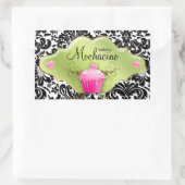 311 ベーカリー 名刺 カップケーキの渦巻き ライム 長方形シール (バッグ)