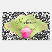 311 ベーカリー 名刺 カップケーキの渦巻き ライム 長方形シール (正面)