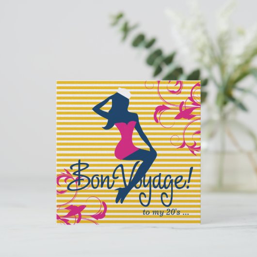 311 – ボンシェルのシルエット航海のブルーのピンクの渦巻き 招待状 (スタンド正面)