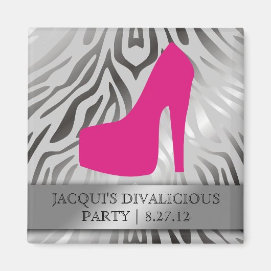 311 – ボンシェルシルエットゼブラホットピンクヒール マグネット (正面)