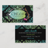 311-ルクソリターコイズnライムダマスクモノグラム 名刺 (正面/裏面)