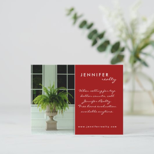 311 不動産のポストカード 緑のフェルンハウス 赤 ポストカード (スタンド正面)