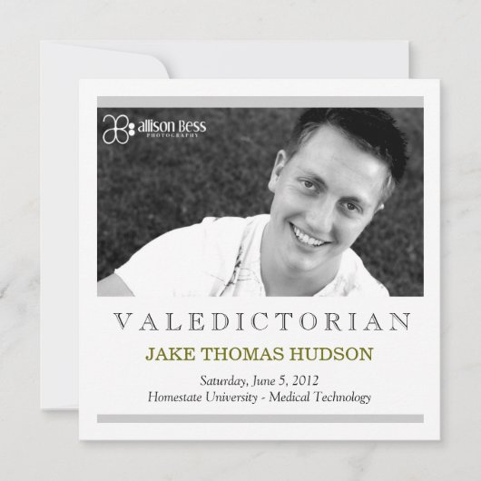 311 卒業式首席 卒業おめでとう 案内状 (正面)