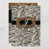311-洗練されたジャングルゼブラモノグラム 招待状 (正面/裏面)