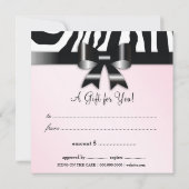 311 豪華なピンクのプレートゼブラ ギフト券 (裏面)