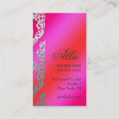 311 Alonnahのダマスク織のさくらんぼのケーキのピンク及び赤 名刺 (裏面)