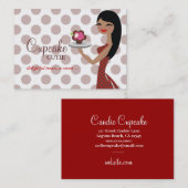 311 Candieのカップケーキのかわいこちゃんの赤くまっすぐな黒髪 名刺 (正面/裏面)