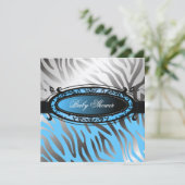 311-C'est Luxueux |の熱いママのピンクのシマウマ|のベビー 招待状 (スタンド正面)