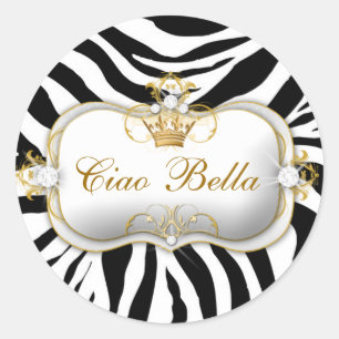 311 Ciao Bellaのシマウマは縞で飾ります ラウンドシール