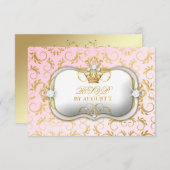 311 Ciao Bellaの金神のピンクのベビーシャワー 出欠カード (正面/裏面)