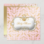 311 Ciao Bellaの金神のピンクのベビーシャワー 招待状 (正面/裏面)