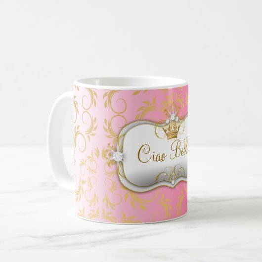 311 Ciao Bellaの金神のピンクは衰退します コーヒーマグカップ (正面左)