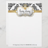 311 Ciao Bella及びLovey Doveyのダマスク織の白黒 レターヘッド (正面/裏面)