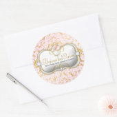 311 Ciao Bella Bejeweled Cakes Pink Background ラウンドシール (封筒)