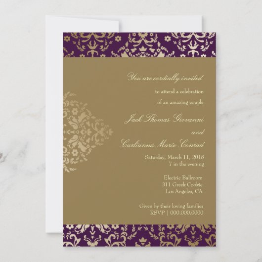 311 Dazzling Damask Gold Ivory Deep Purple 招待状 (裏面)
