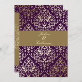 311 Dazzling Damask Gold Ivory Deep Purple 招待状 (正面/裏面)