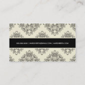 311-ElizabettaクリームとBlancの輪郭のダマスク織 名刺 (裏面)
