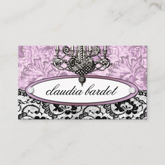 311-Frenchie Budoir |のヴィンテージのピンク 名刺 (正面)