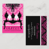 311 Glitzie Candieの黒いテーブルのピンクのロココ プレイスカード (正面/裏面)