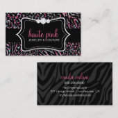 311 Hauteのシマウマのヒョウのピンク 名刺 (正面/裏面)