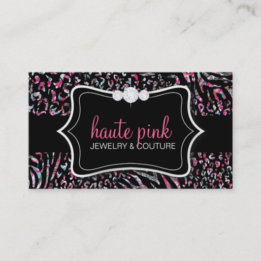311 Hauteのシマウマのヒョウのピンク 名刺 (正面)