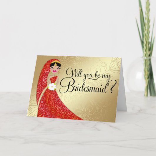 311 Hennaの華美な服のUpdoのブルネットのインディアン 招待状 (正面)