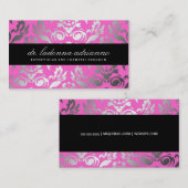 311 Ladonnaのダマスク織のピンク 名刺 (正面/裏面)