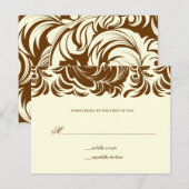 311-Lavishly Laineyのクリーム及びブラウンRSVP 出欠カード (正面/裏面)