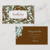 311-Lavishly Laineyブラウン及び青い名刺 名刺 (正面/裏面)