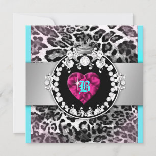 311-Leopard-Tique Queen of Hearts Sweet 16 招待状