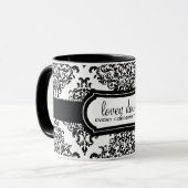 311 Lovey Doveyのダマスク織の白黒 マグカップ (正面左)