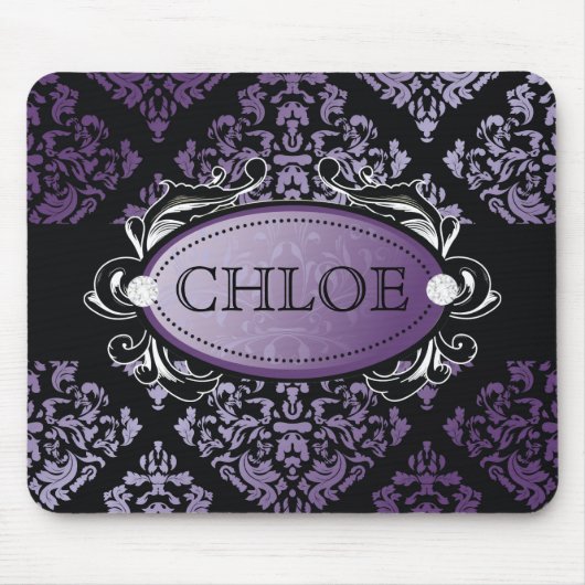 311-Luxuriously紫色のダマスク織 マウスパッド (正面)
