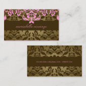 311-Mariabellaブラウンのダマスク織のピンクの名刺 名刺 (正面/裏面)