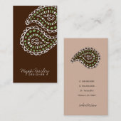 311 Myahのペイズリーのラベンダーのモスグリーンブラウン 名刺 (正面/裏面)