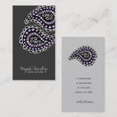 311 Myahのペイズリーのラベンダーの灰色 名刺 (正面/裏面)