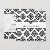 311 Phoebe クリーム＆ブラック ダマスク招待状 招待状 (正面/裏面)