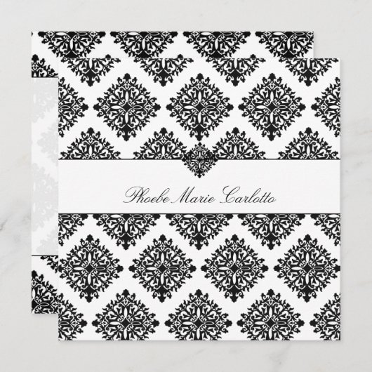 311 Phoebe クリーム＆ブラック ダマスク インビテーション (正面/裏面)