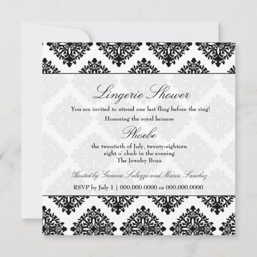 311 Phoebe クリーム＆ブラック ダマスク インビテーション (裏面)