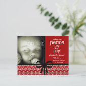 311-Red & Black Christmas Card with Bow シーズンポストカード (スタンド正面)
