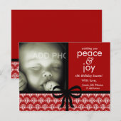 311-Red & Black Christmas Card with Bow シーズンポストカード (正面/裏面)