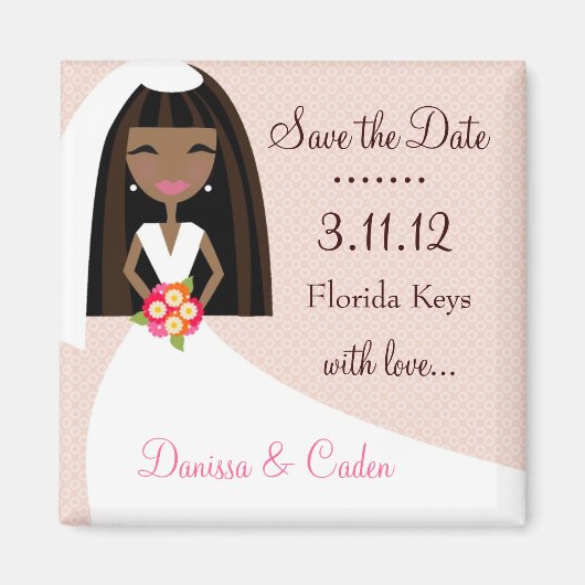 311-SAVE THE DATE AFRICAN AMERICAN BRIDE マグネット (正面)