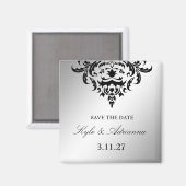 311-Simplistly Damaskエレガント日付の保存 マグネット (正面/裏面)