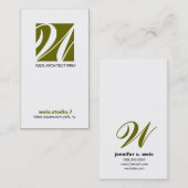 311-SIMPLY正方形のモノグラムのセージグリーン 名刺 (正面/裏面)