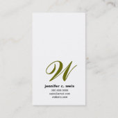 311-SIMPLY正方形のモノグラムのセージグリーン 名刺 (裏面)