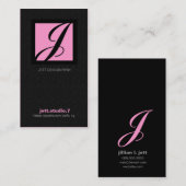 311-SIMPLY正方形のモノグラムTEXTURE-PINK 名刺 (正面/裏面)