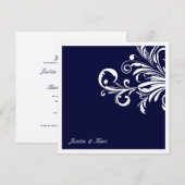 311-Swanky Swirls トリム ネイビーメタリック 招待状 (正面/裏面)