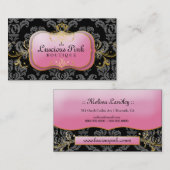 311-The甘美なピンクのプレート|の黒 名刺 (正面/裏面)