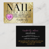 311 Tresのシックなダマスク織のネイルの技術のダイヤモンドのハート 予約カード (正面/裏面)