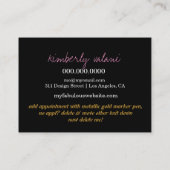 311 Tresのシックなダマスク織のネイルの技術のダイヤモンドのハート 予約カード (裏面)