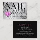 311 Tresのシックなダマスク織のネイルの技術のダイヤモンドのハート 予約カード (正面/裏面)